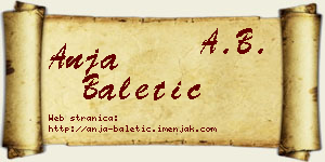 Anja Baletić vizit kartica